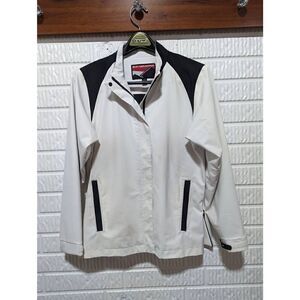 Sun Mountain Women's White  Black Trim Zip Front Ski Snow Jacket Medium